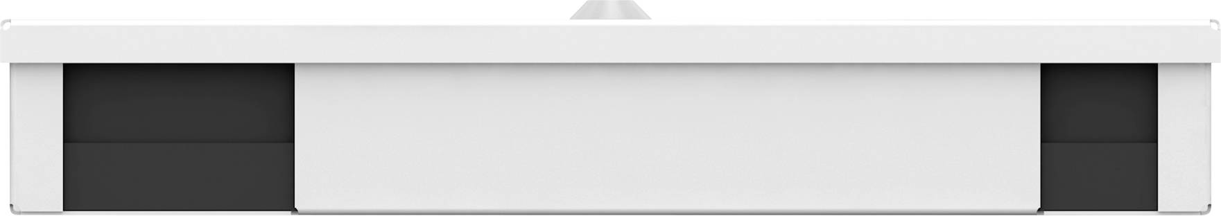 Ein rechteckiger, weißer Vorratsbehälter mit grauem Deckel und zwei schwarzen Griffen an den Seiten.