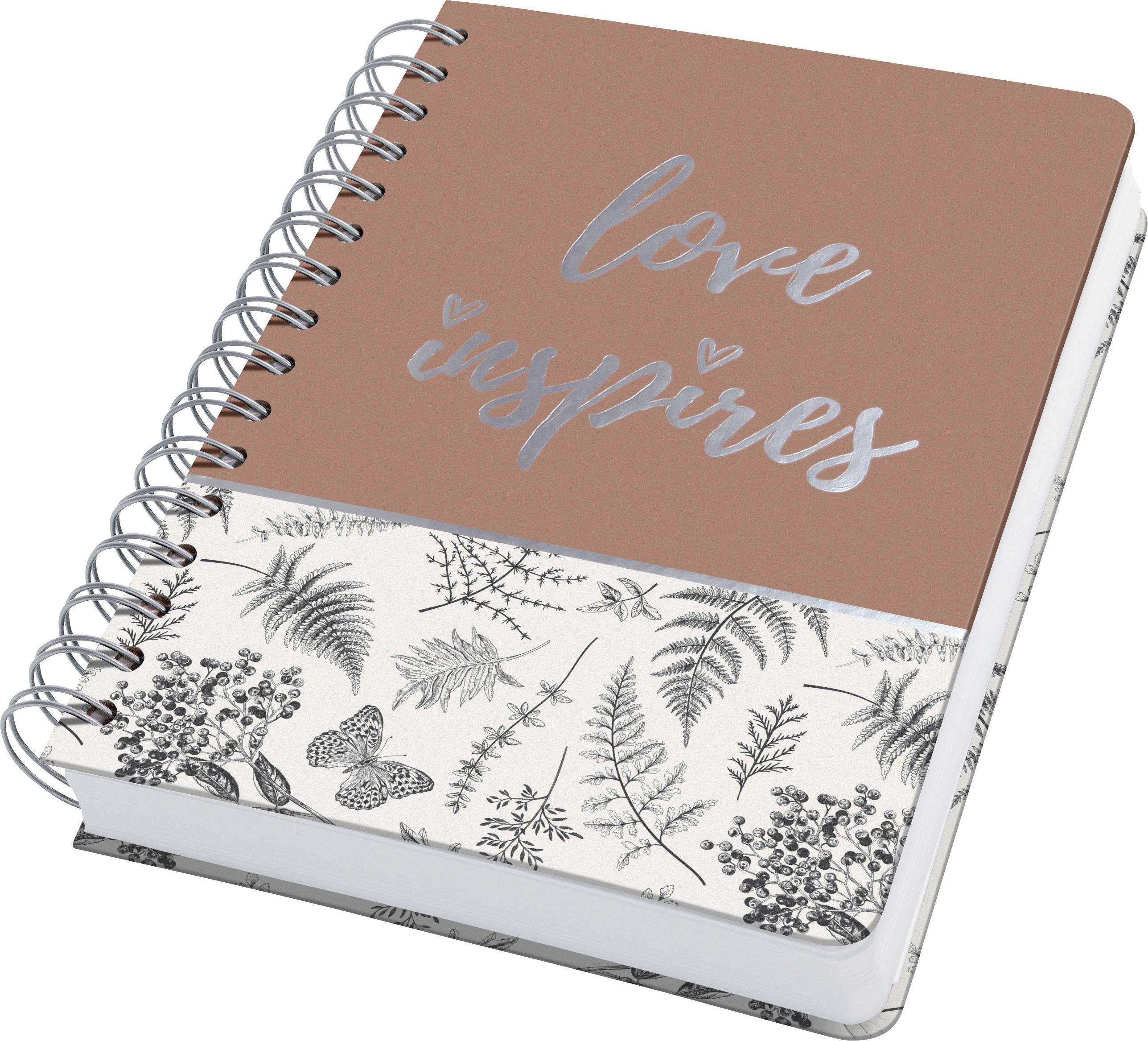 Sigel Jolie® botanical inspirations JN605 Spiral-Notizbuch Punktraster Weiß, Schwarz, Braun 100 DIN A5