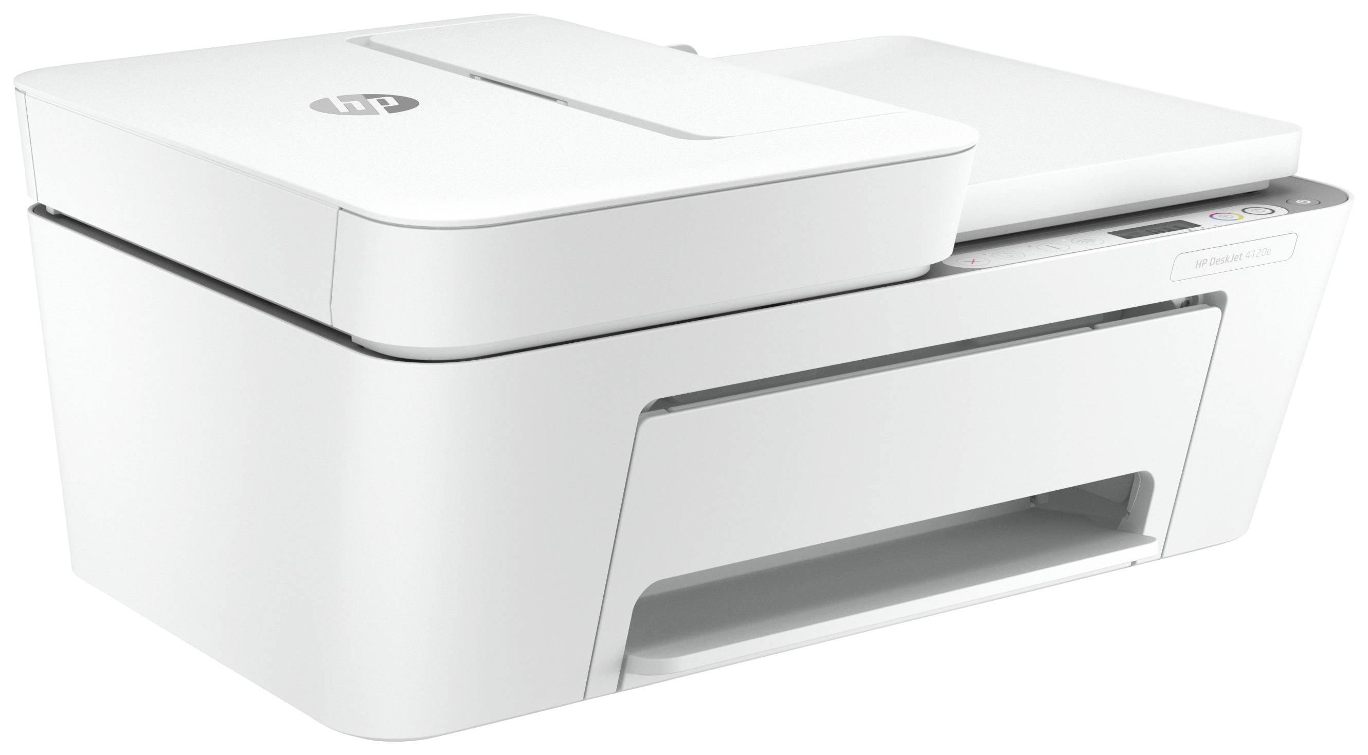 Ein weißer Drucker mit Scanner und Papierfach. Geeignet für den Bürogebrauch.