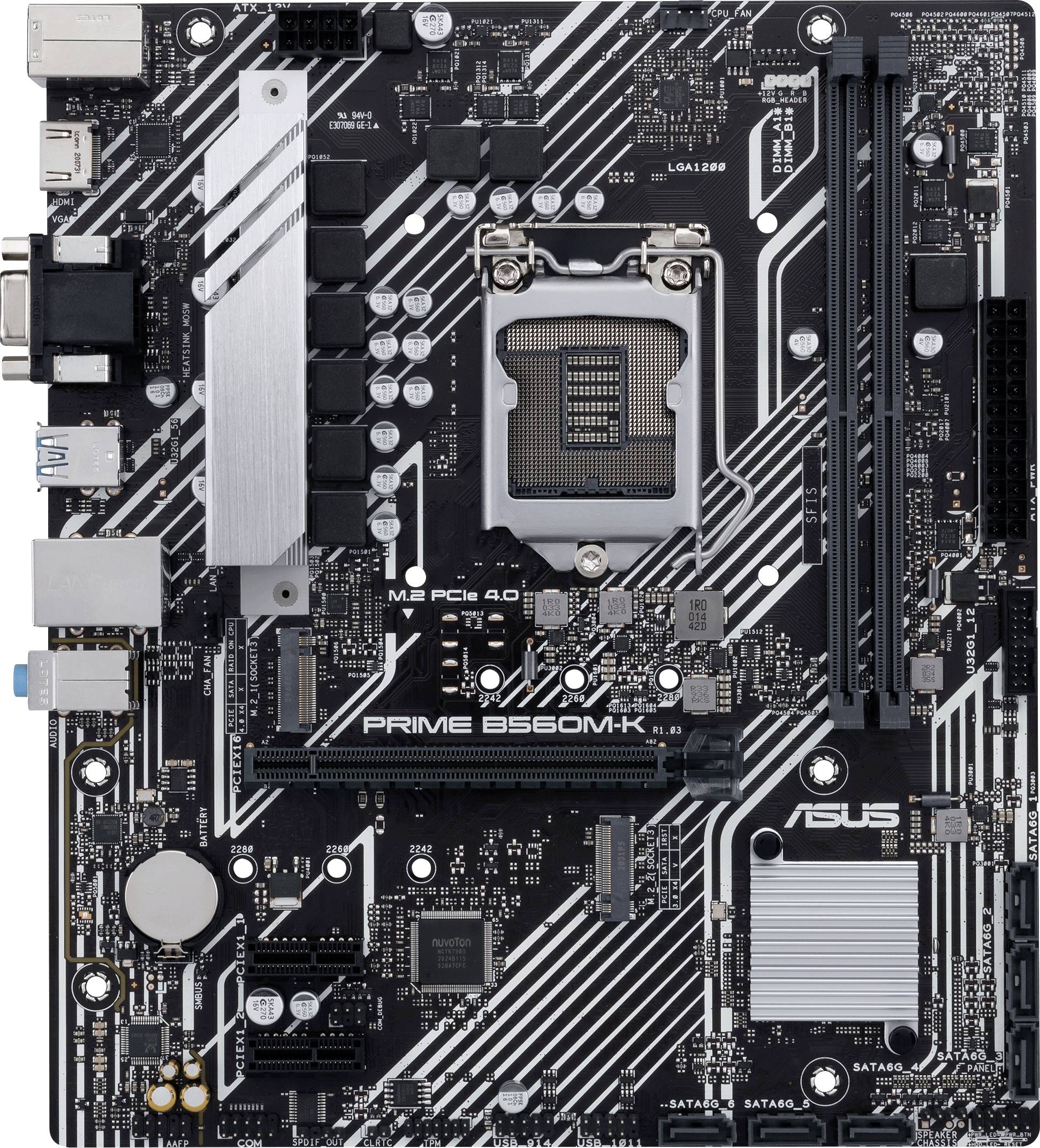 ASUS PRIME B560M-K Intel LGA 1200 Intel® Celeron® Core i3 Core i5 i7 i9 Pentium®G Socket H5 DDR4-SDRAM DIMM microATX