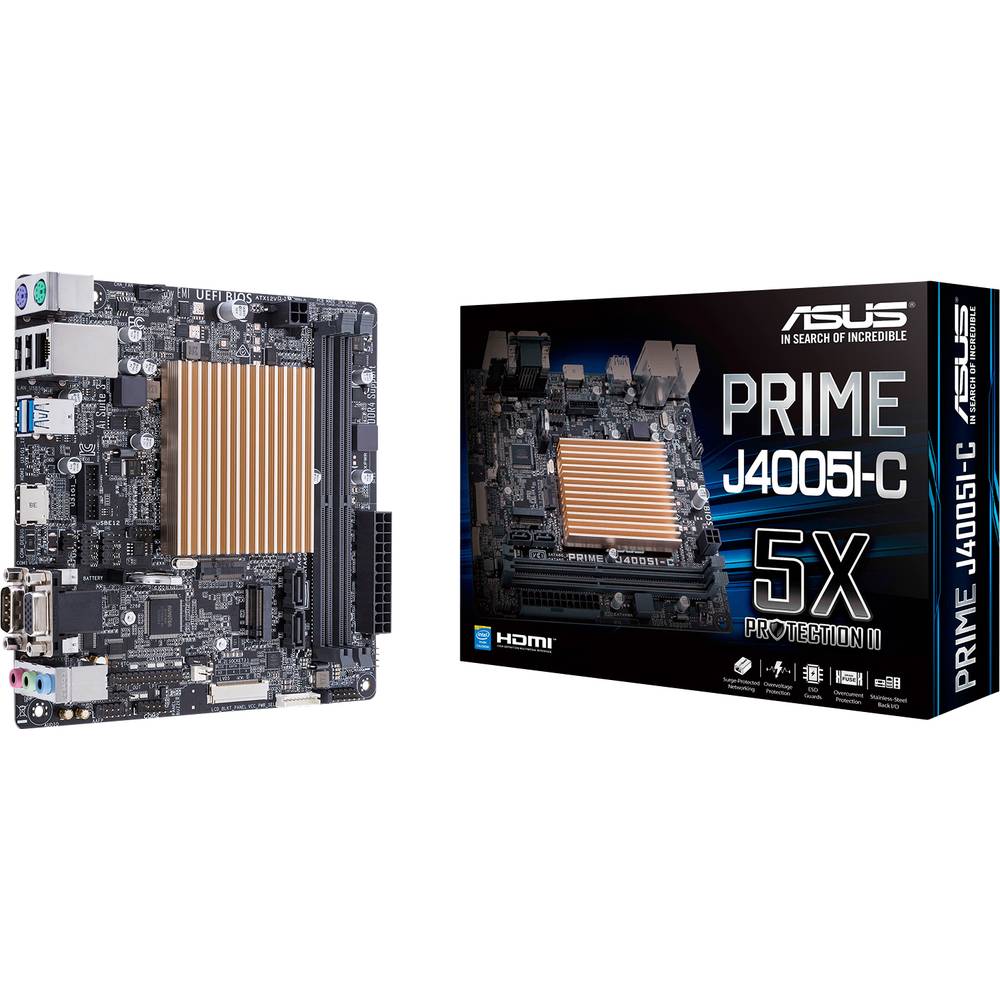 Asus PRIME J4005I-C Moederbord met CPU Socket SoC Intel Celeron Vormfactor Mini-ITX Moederbord chipset SoC