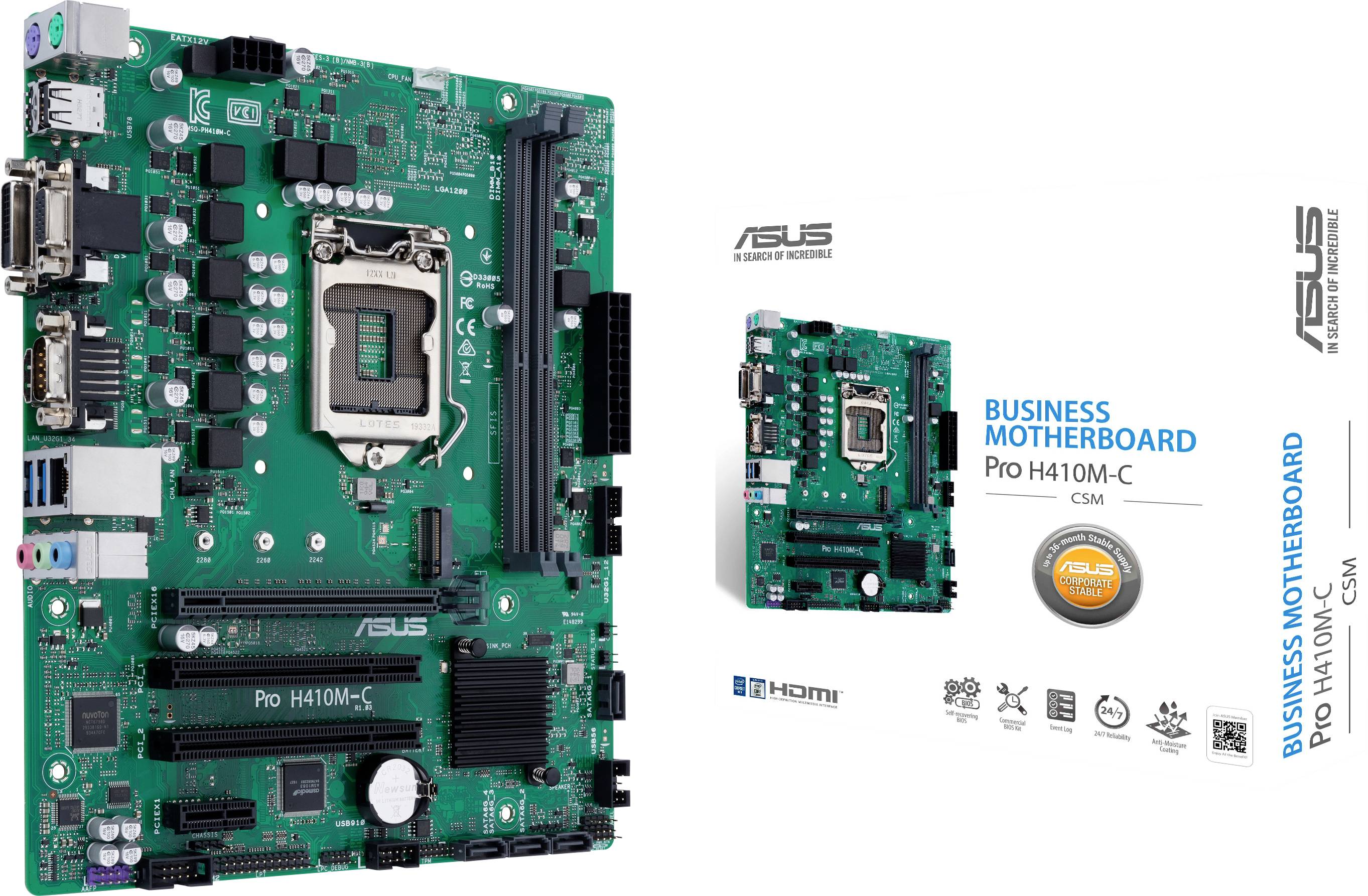 ASUS Pro H410M-C/CSM - Motherboard - micro ATX - LGA1200-Sockel - H410 Chipsatz - USB 3.2 Gen 1