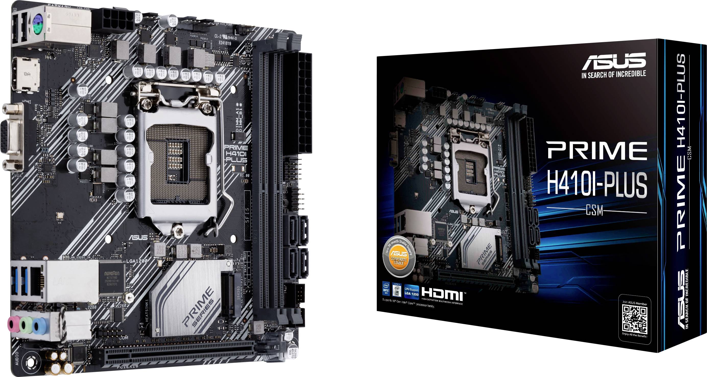 ASUS PRIME H410I-PLUS/CSM - Motherboard - Mini-ITX - LGA1200-Sockel - H410 Chipsatz - USB 3.2 Gen 1