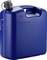 Ein blauer 20-Liter-Kanister mit Griff und Verschlusskappe, geeignet für Flüssigkeitslagerung.
