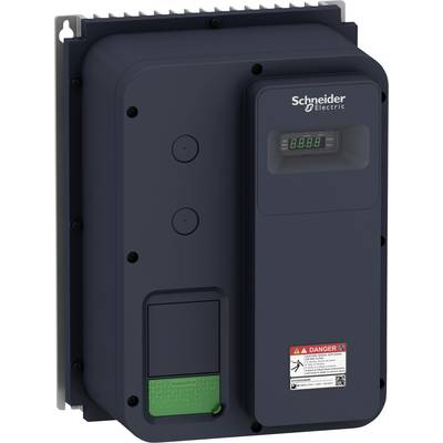 Elektronisches Gerät von Schneider Electric mit Display und Warnhinweis auf der Vorderseite, montiert an einer Wand.