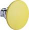 Gelber, runder Druckknopf mit silberner Halterung.