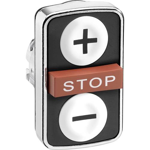 Schneider Electric ZB4BA71115 ZB4BA71115 Frontelement für Drucktaster rückstellbar (Ø) 22 mm -/+/STOP Chrom 1 St.