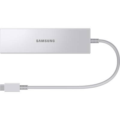 Tragbare Samsung SSD in silberner Farbe mit USB-C-Anschluss, geeignet für Datenspeicherung und schnelles Übertragen von Dateien.