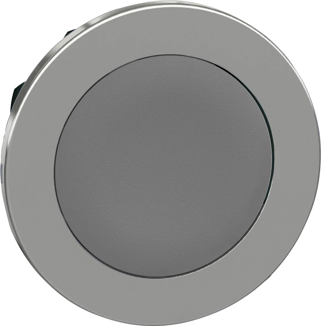 Metallische runde Abdeckung mit halbkugelförmigem Mittelpunkt, vor neutralem Hintergrund.