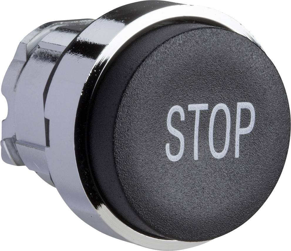 Schneider Electric ZB4BL234 ZB4BL234 Frontelement für Drucktaster rückstellbar (Ø) 22 mm STOP Chrom, Schwarz 1 St.