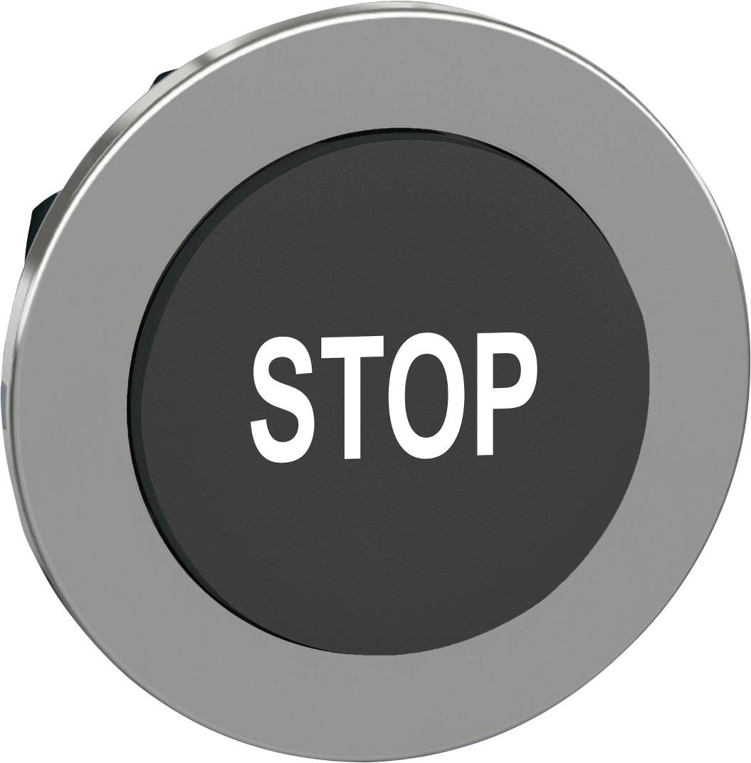 Schneider Electric ZB4FL234 ZB4FL234 Frontelement für Drucktaster flach, rückstellbar (Ø) 30.5 mm STOP Chrom, Schwarz 1 ...