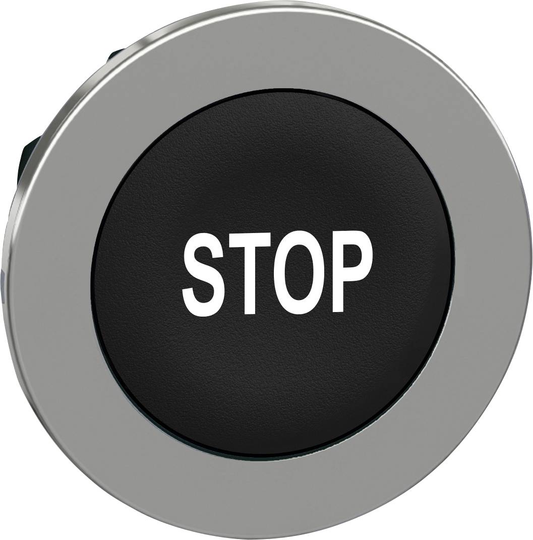 Schneider Electric ZB4FA234 ZB4FA234 Frontelement für Drucktaster flach, rückstellbar (Ø) 30.5 mm STOP Chrom, Schwarz 1 ...