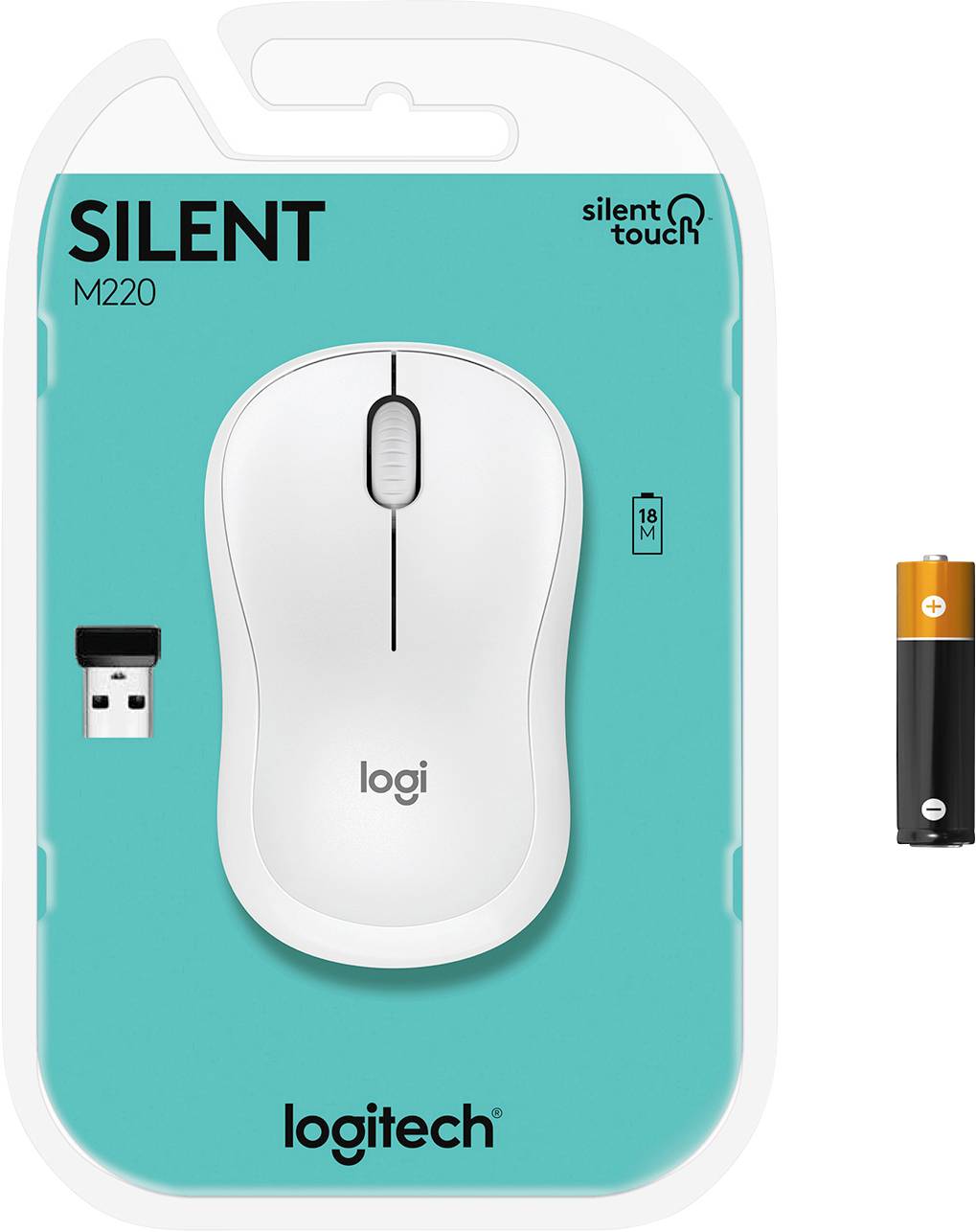 Logitech M220 Silent Maus Funk Optisch Weiß 3 Tasten 1000 dpi-1