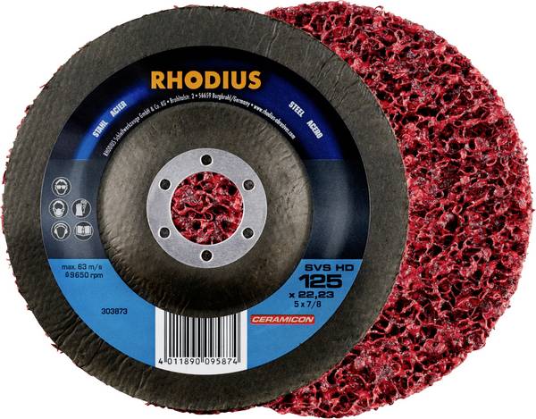 Rhodius 211317 SVS HD Reinigungsvlies 125 x 22,23mm Stahl gekröpft Durchmesser 125 mm    3 St.