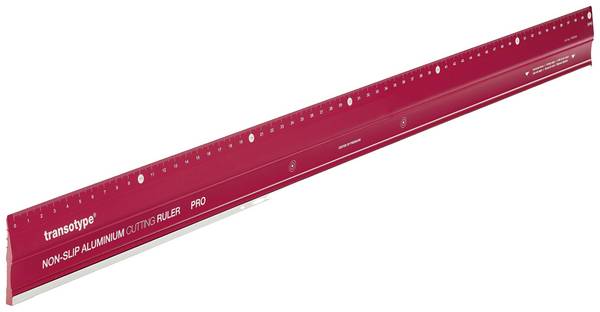 transotype Aluminium-Schneidelineal rutschfest rot, 30 cm