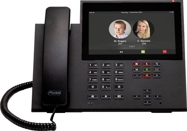 Auerswald COMfortel D-600 Schnurgebundenes Telefon, VoIP Freisprechen, Headsetanschluss, Optische Anrufsignalisierung, Touchscreen, WLAN Farbdisplay Schwarz