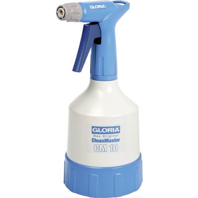 Sprühflasche der Marke Gloria in Blau und Weiß mit der Aufschrift 'CleanMaster CM 10'. Geeignet für vielfältige Reinigungsaufgaben.