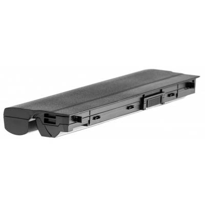 Ein Laptop-Akku in rechteckiger Form mit schwarzer Oberfläche, geeignet für den Austausch oder die Verwendung in tragbaren Computern.