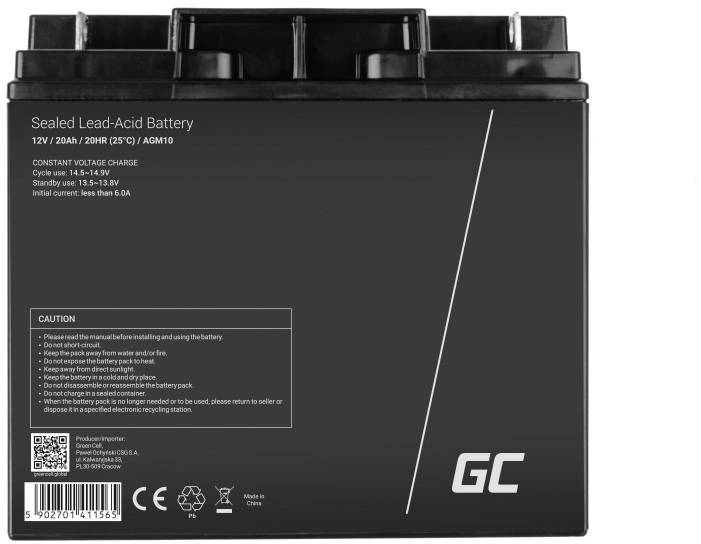 'Versiegelte Blei-Säure-Batterie, 12V/26Ah, für konstante Spannungsaufladung geeignet. Bitte Gebrauchsanweisung beachten.'