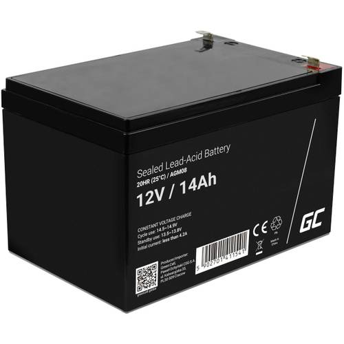 Thumbnail - Green Cell AGM08 Bleiakku 12 V 14 Ah Blei-Vlies (AGM) (B x H x T) 151 x 95 x 98 mm Flachstecker 6.35 mm Zyklenfest, Wart...