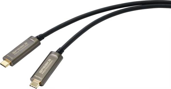 SpeaKa Professional USB-C® Anschlusskabel USB-C® Stecker, USB-C® Stecker 10.00 m Schwarz SP-9505620 TPE-Mantel USB-C®-Displaykabel