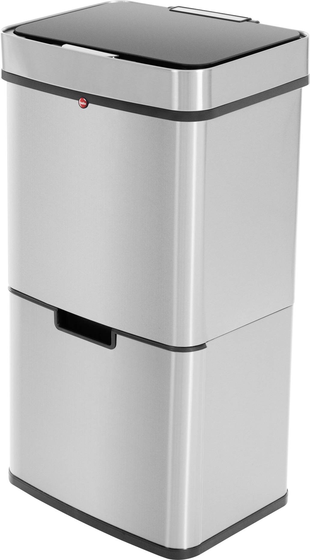 Hailo Öko Vario XL 6560010 Affaldssorterings-system 50 l Rustfrit stål, Plastic (B x H x T) 420 x 785 x 315 mm Sølv Anti-fingerprint, Automatisk åbning af låg