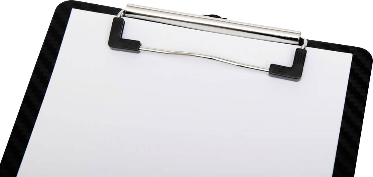 Ein Klemmbrett mit einem leeren weißen Papier, bereit zum Schreiben oder Zeichnen.