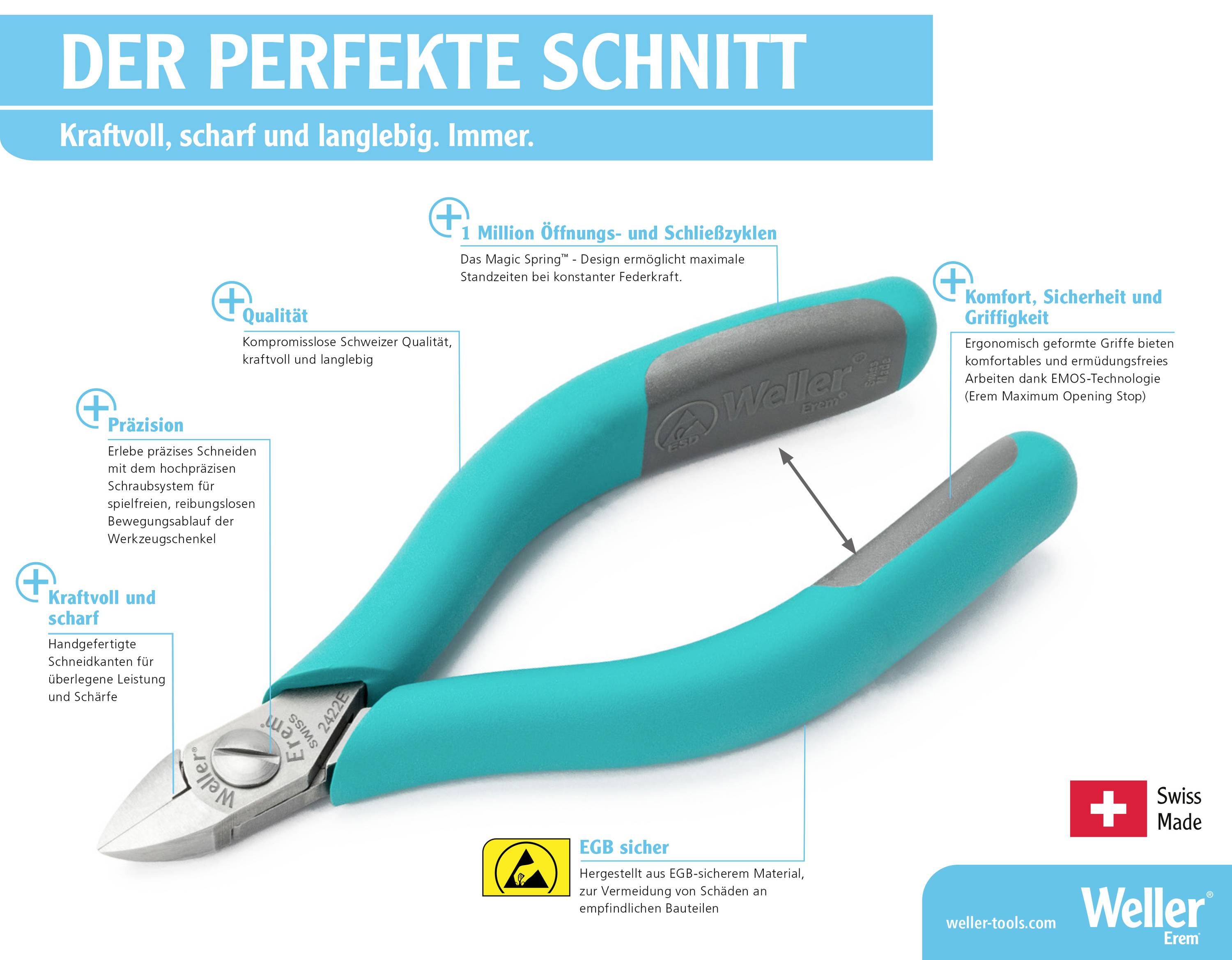 'Der perfekte Schnitt' - eine hochwertige Zange mit ergonomischen Griffen, bekannt für Präzision, Komfort und Langlebigkeit.