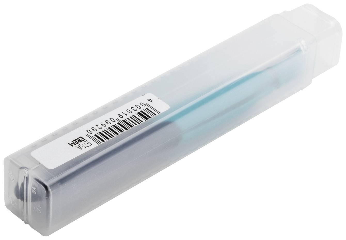 Transparente Kunststoffbox mit einem blauen Schraubendreher innen, sichtbar durch das Material.