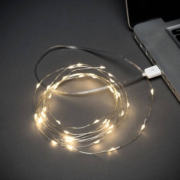 Konstsmide 1770-190 USB-Lichterkette  Innen EEK: G (A - G) über USB Anzahl Leuchtmittel 50 LED Warmweiß Beleuchtete Länge: 2.45 m