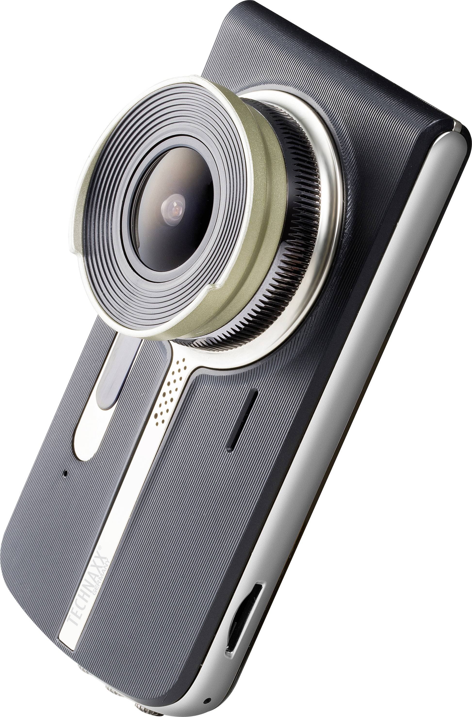 Smartphone mit aufgestecktem Kameraobjektiv, das im Profil gezeigt wird.