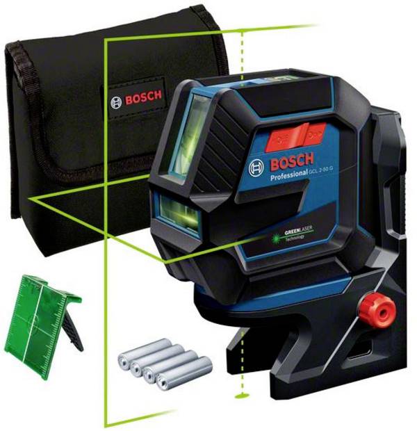 Bosch Professional GCL 2-50 G Kreuz und Punktlinienlaser  inkl. Tasche Reichweite (max.): 15 m