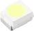 Eine kleine, weiße LED mit einer gelben Leuchtfläche, quadratisch und seitlich eingeschlossen, geeignet für elektronische Schaltungen.