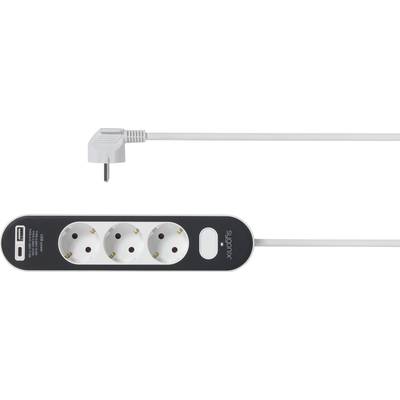 Steckdosenleiste mit drei Schuko-Steckplätzen und einem Euro-Stecker.