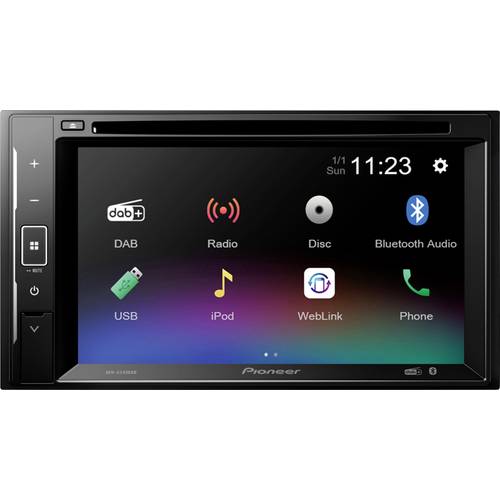 Pioneer AVH-A240DAB Doppel-DIN Moniceiver Anschluss für Lenkradfernbedienung, Anschluss für Rückfahrkamera, Bluetooth®-F...