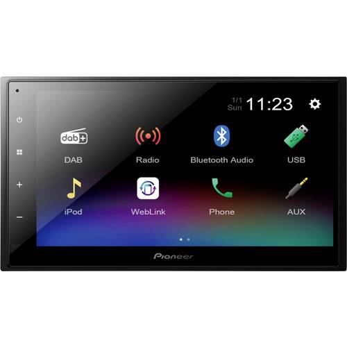 Pioneer DMH-A340DAB Doppel-DIN Autoradio Anschluss für Lenkradfernbedienung, Anschluss für Rückfahrkamera, Bluetooth®-Fr...