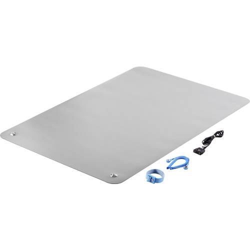 TRU COMPONENTS ESD-Tischmatten-Set Grau (L x B x H) 900 x 610 x 2 mm inkl. Erdungskabel, inkl. Erdungsarmband, inkl. Ver...