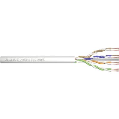 Ein Netzwerkkabel mit vier verdrillten Aderpaaren in verschiedenen Farben, beschriftet mit 'DIGITUS PROFESSIONAL'.
