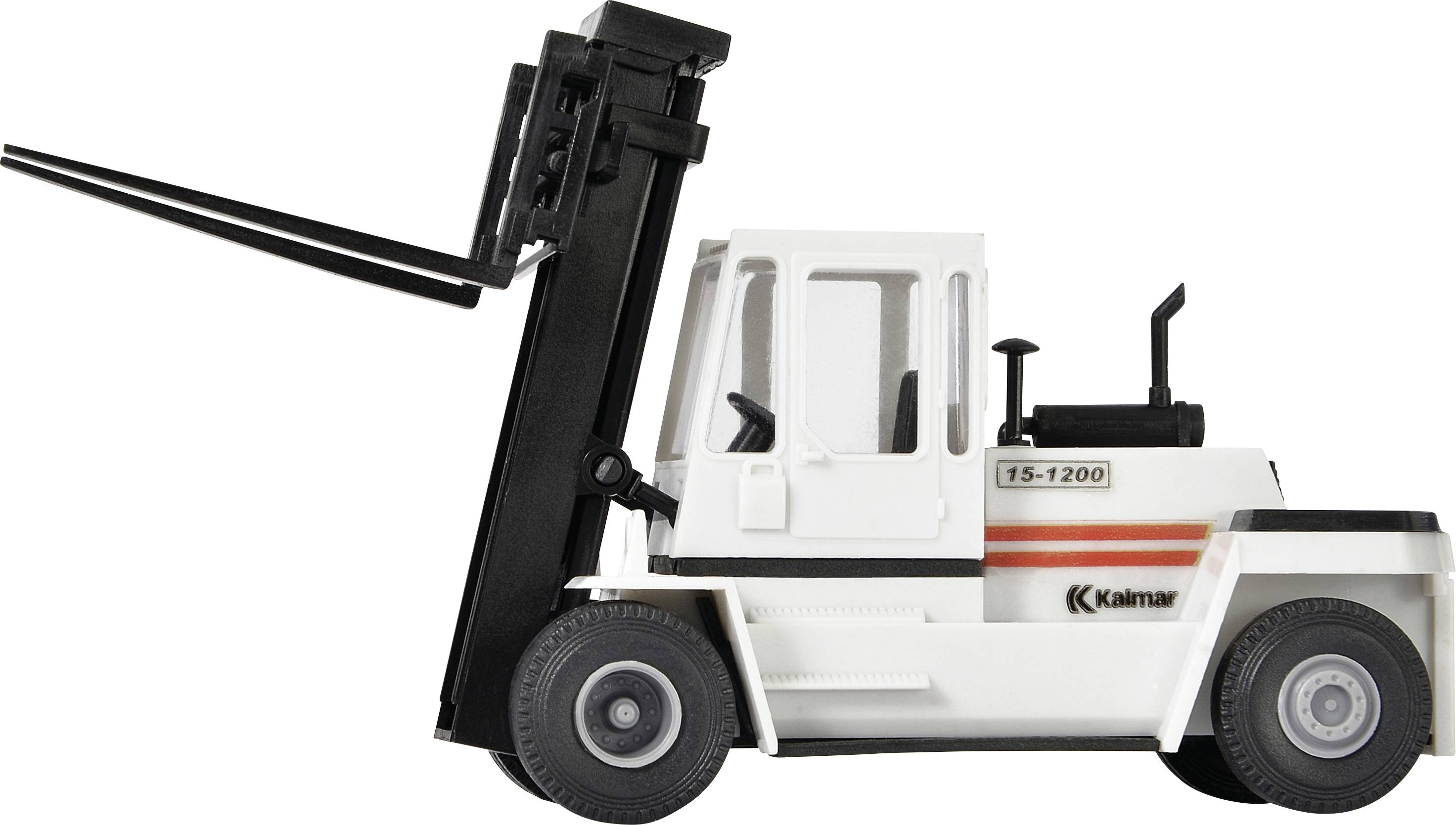 Ein weißer Gabelstapler mit schwarzem Hebesystem und der Aufschrift '15-1200', seitlich abgebildet. Hauptsächlich für den Warenumschlag geeignet.