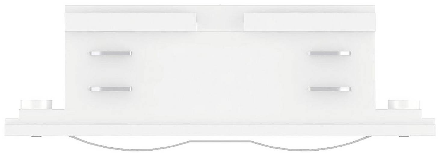 Weiße, rechteckige LED-Deckenleuchte mit minimalistischem Design und zwei Lichtleisten an den Seiten, geeignet für moderne Räume.