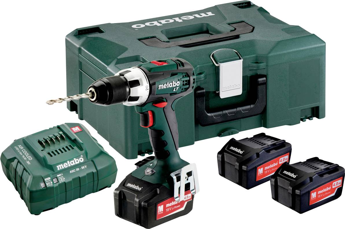 Metabo BS 18 LT SET 602102960 Borrskruvdragare batteri 18 V 4.0 Ah Li-Ion inkl. 3x batterier, inkl. laddare, inkl. väska
