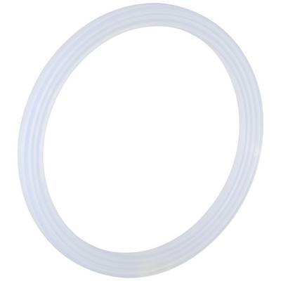Ein transparenter, flexibler Kunststoffschlauch in einem geschlossenen Ring geformt, auf weißem Hintergrund.