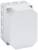 Ein weißes, rechteckiges Gehäuse aus Kunststoff mit abgerundeten Ecken, das vermutlich als Schaltkasten oder Abdeckung dient.