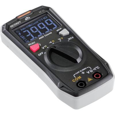 Digitales Multimeter mit Hintergrundbeleuchtung. Display zeigt '3999' an. Funktionen: Spannung, Strom, Widerstandsmessung.