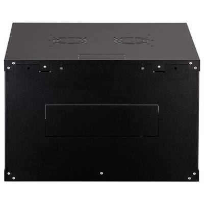 Eine schwarze, rechteckige Box mit Belüftungsschlitzen auf der Oberseite, möglicherweise ein Server- oder Elektronikgehäuse. Keine sichtbaren Markennamen oder Etiketten.