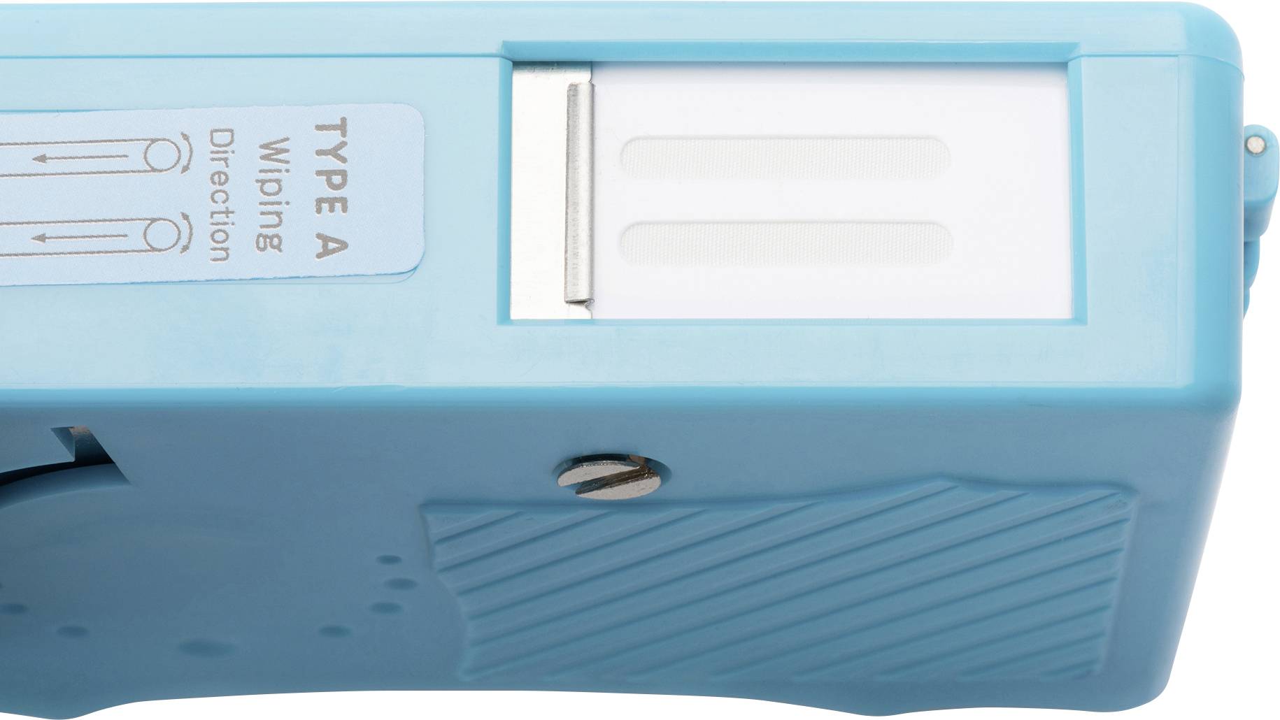 Ein blaues Gerät, gekennzeichnet mit 'Type A', zeigt die Wischrichtung an.