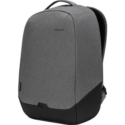 Grauer Rucksack mit schwarzem Boden und Tragegriff oben, markiert mit 'Targus', geeignet für den täglichen Gebrauch.