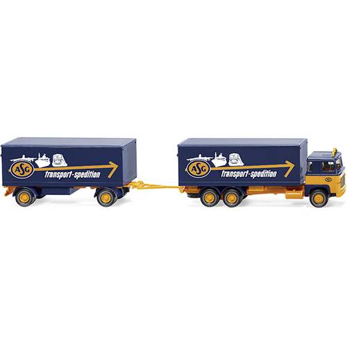 Thumbnail - Wiking 045703 H0 LKW Modell Scania 111 Kofferhängerzug ASG
