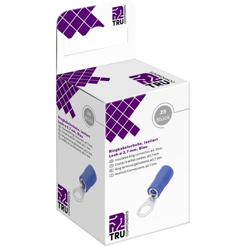 TRU COMPONENTS T2010C288 Ringkabelschuh Querschnitt (max.)=2.5 mm² Loch-Ø=3.7 mm Teilisoliert Blau 25 St.