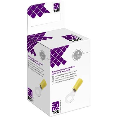 Verpackung mit gelben, isolierten Ringkabelschuhen, Loch-Ø 4,3 mm, 10 Stück von TRU Components.
